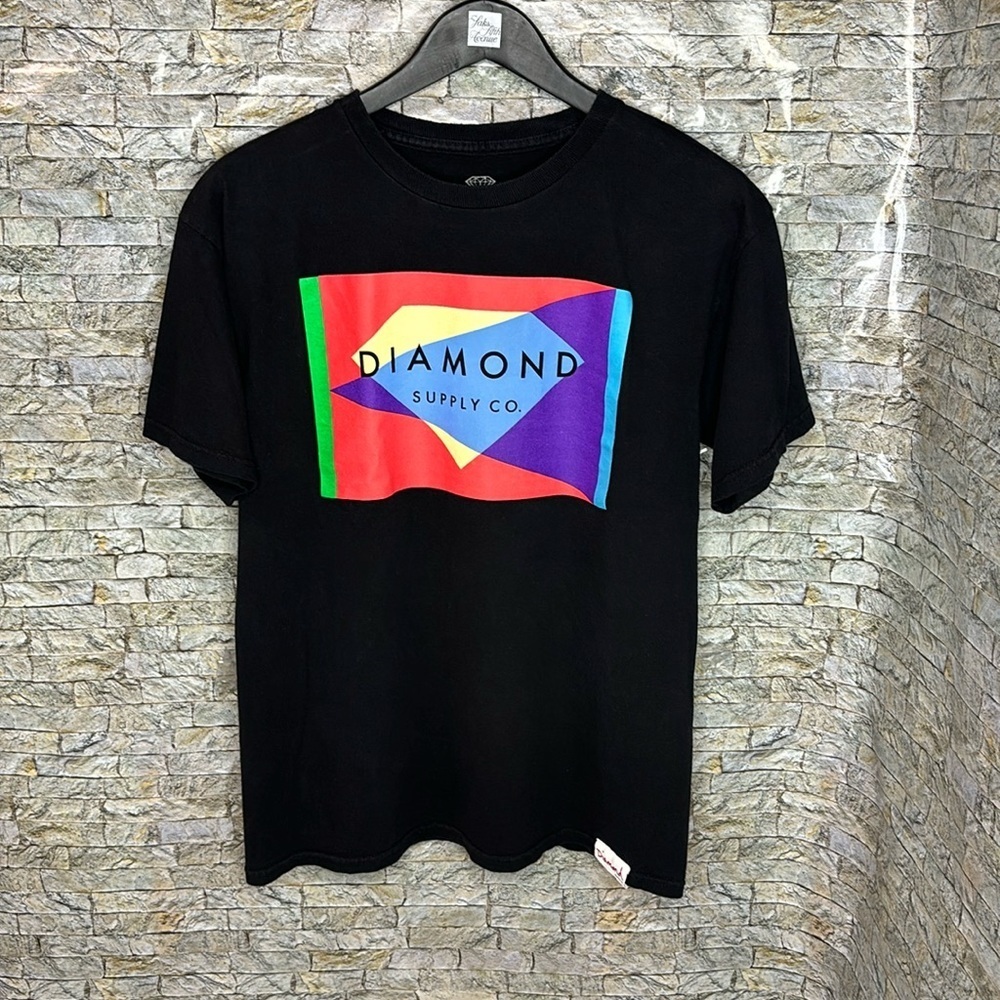 Diamond Supply Co Graphic Logo Tee Black Rainbow Skate Streetwear Mens M